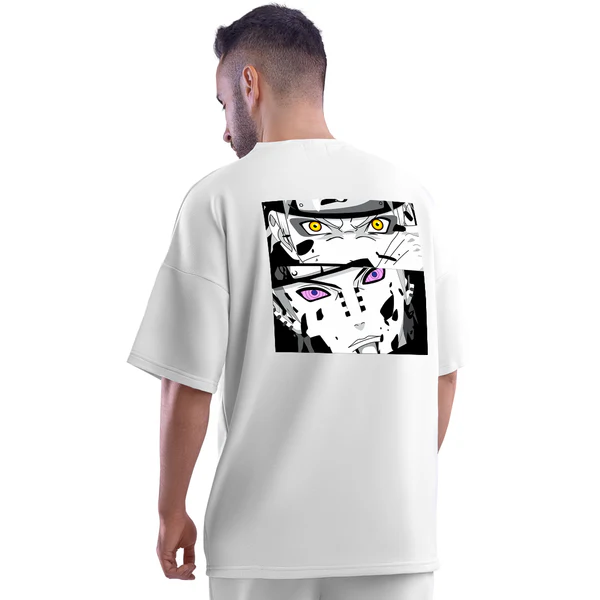 Naruto Vs. Pain White Unisex Oversized T-Shirt - Image 3
